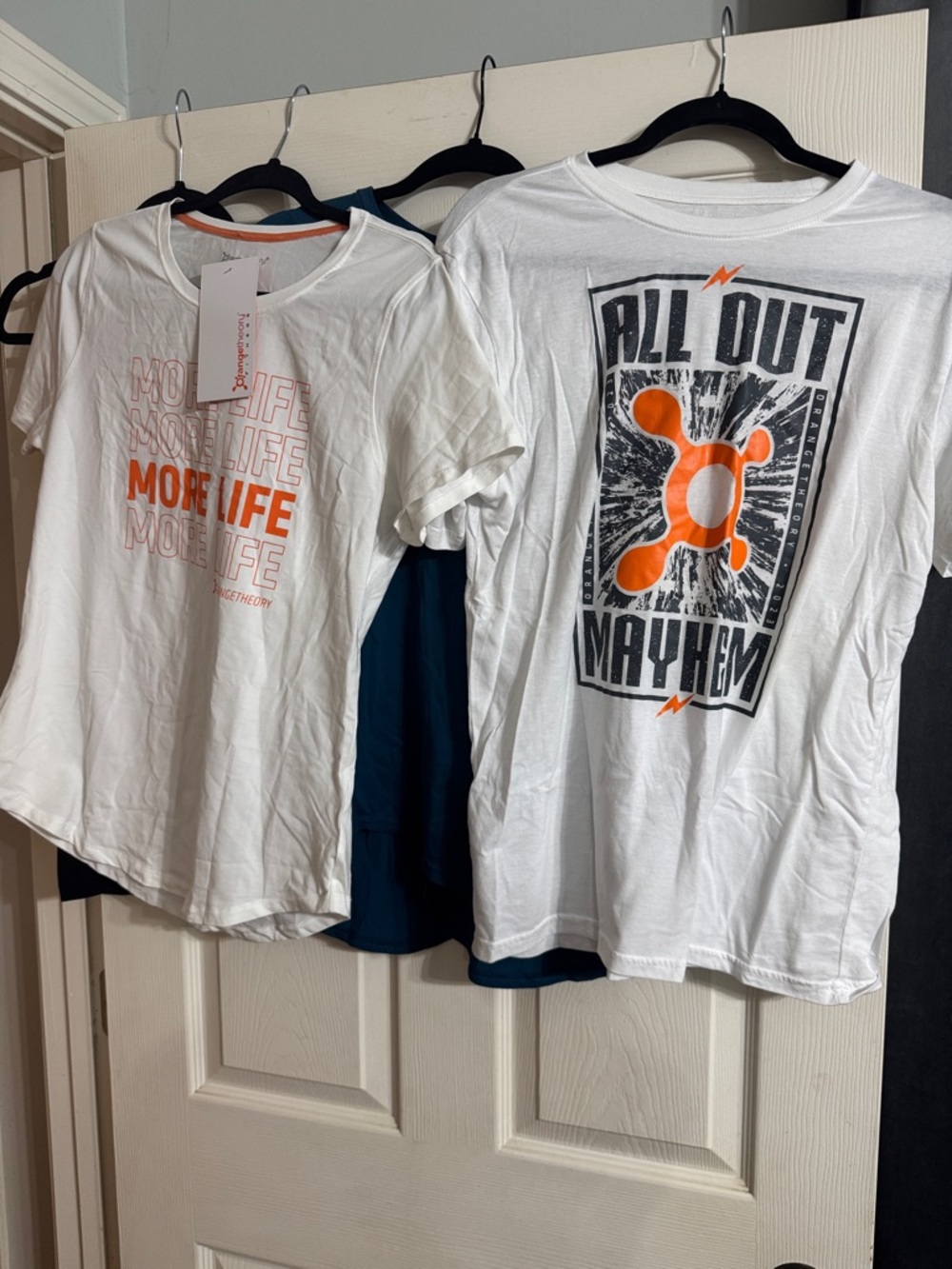 Orangetheory White Short-Sleeve Graphic Tees with Orange Accents